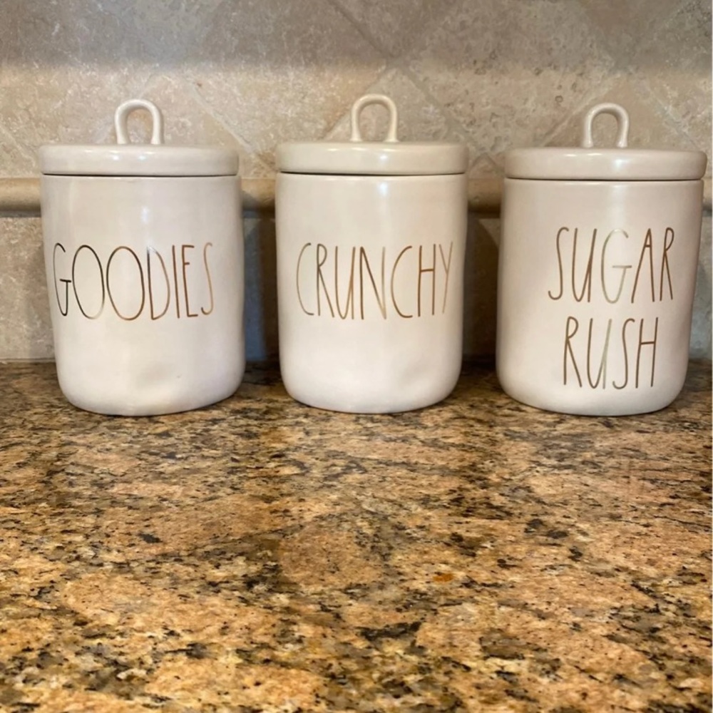 New Rae Dunn Set CRUNCHY, SUGAR RUSH & GOODIES